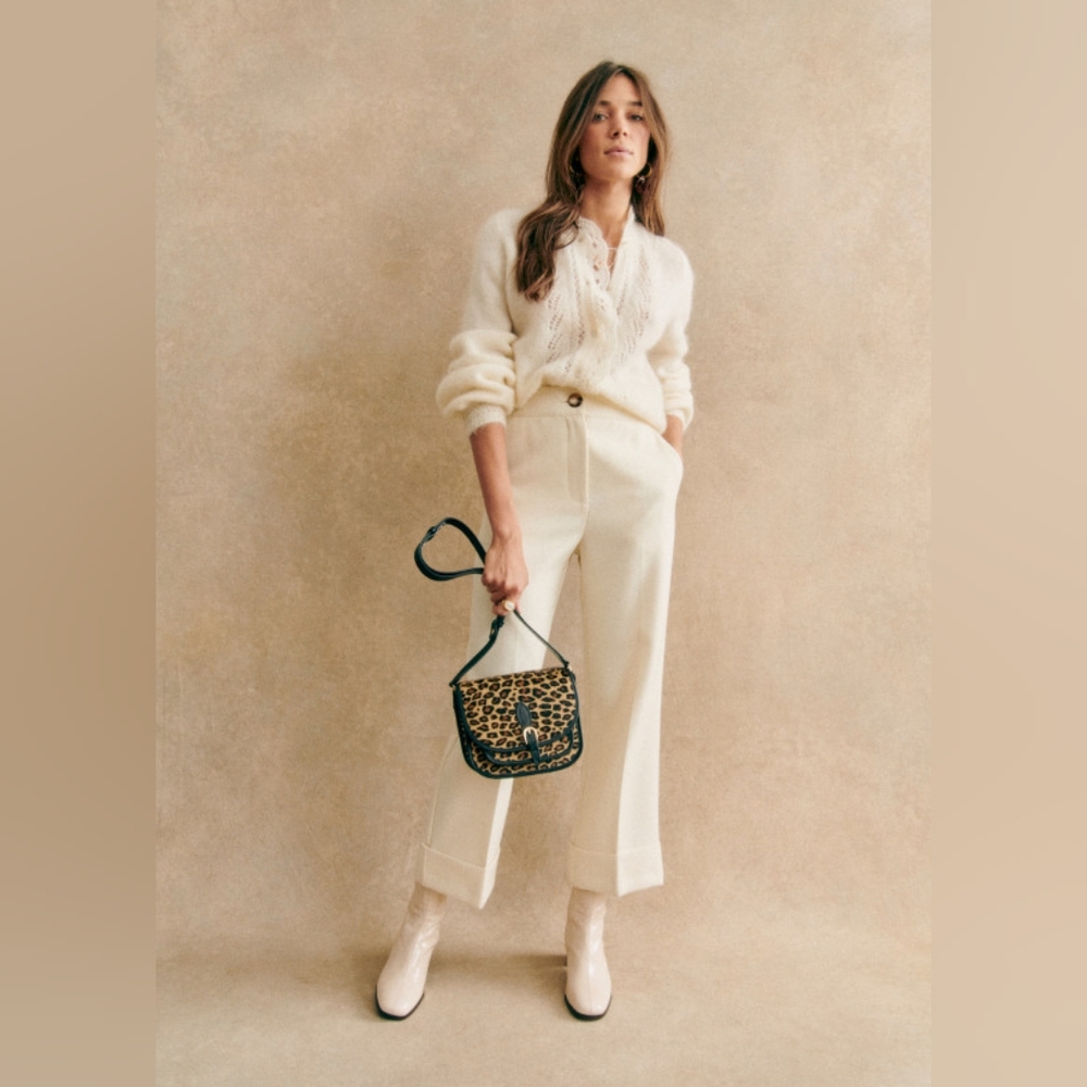 Sezane Damon Trousers 40 8 Medium Ecru White Cream Ivory Pants